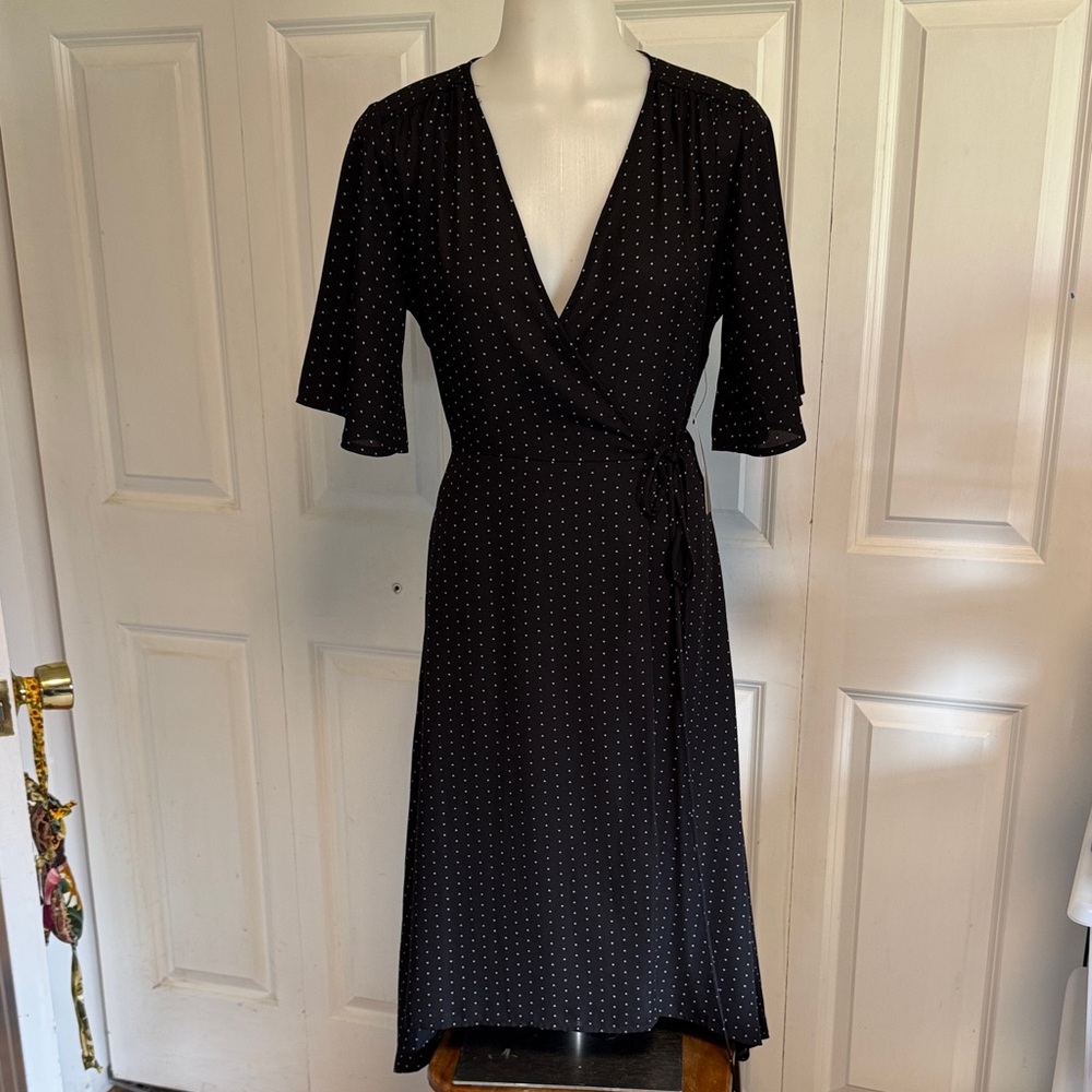 Lulu’s Black - White Wrap Dress - Classic Women's Dress